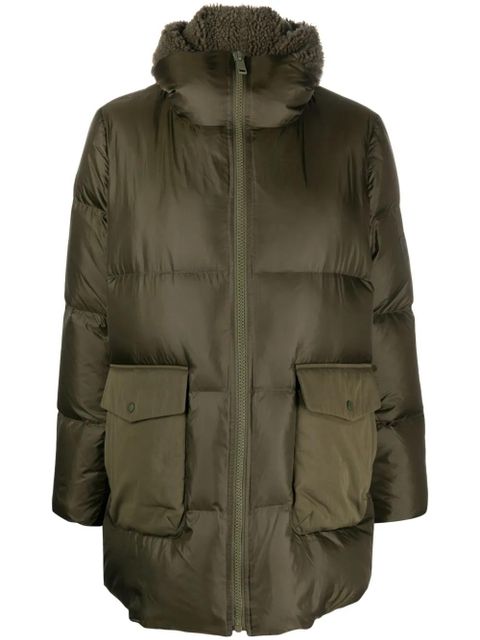 Yves Salomon shearling-hood down jacket - Green - zdjęcie produktu nr 1