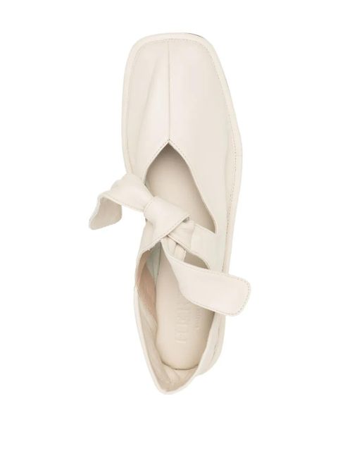 Hereu square-toe leather ballerina shoes - White