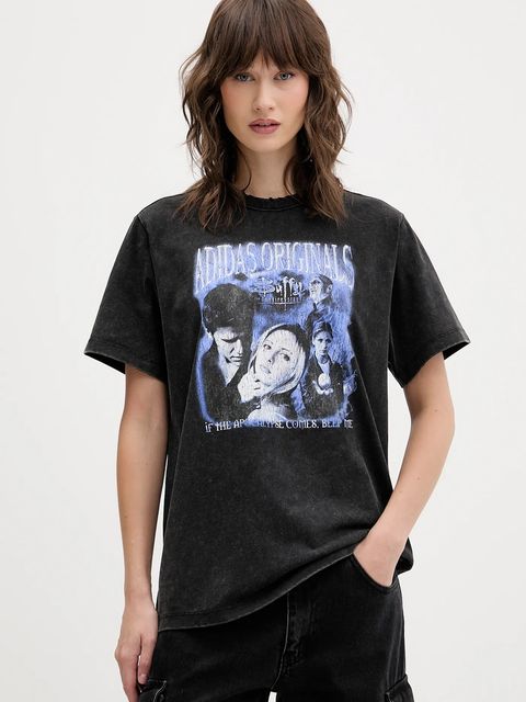 adidas Originals t-shirt bawełniany Buffy Tee damski kolor czarny wzorzysty JX1278 - zdjęcie produktu nr 1