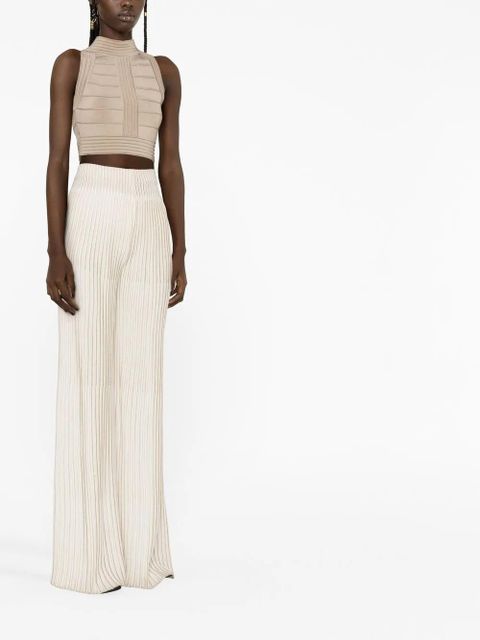 Balmain seam detailed crop top - Neutrals