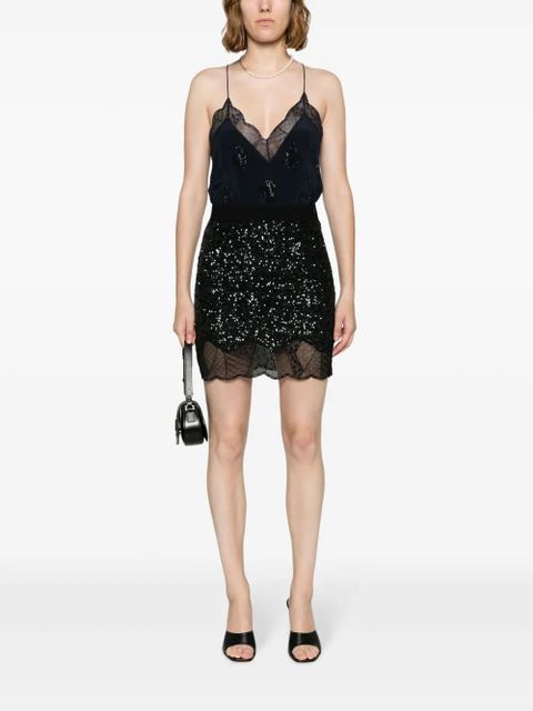 Zadig&Voltaire Christy rhinestone-embellished silk top - Blue