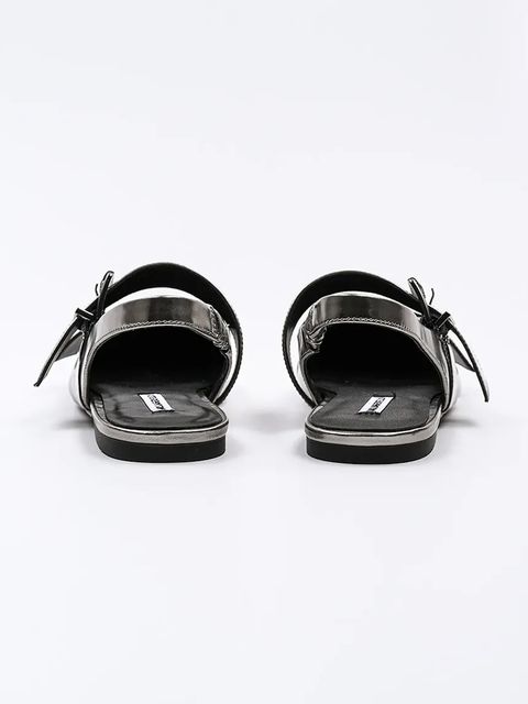 Karl Lagerfeld baleriny skórzane KONNIE kolor srebrny z odkrytą piętą KL40186A