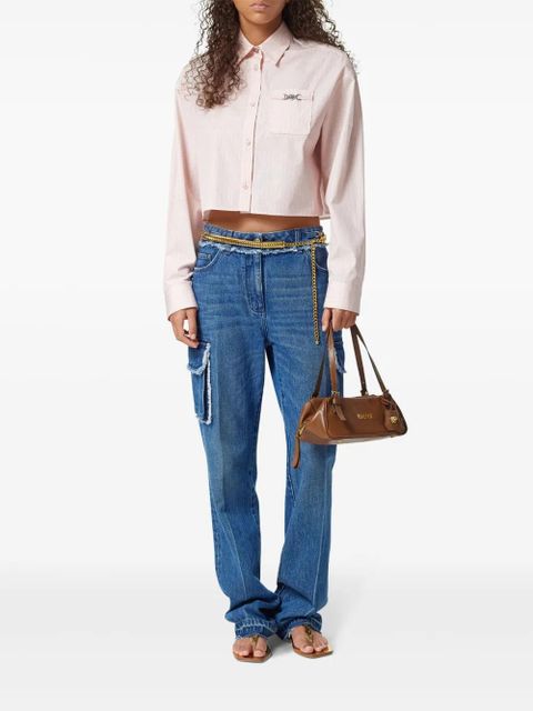 Versace Pinstripe Chain cropped shirt - Pink