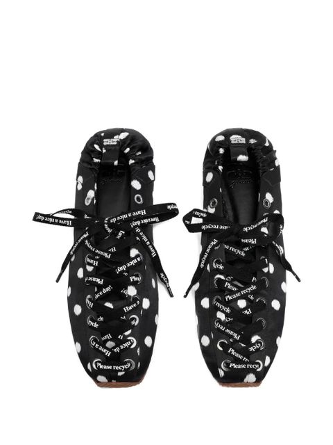 GANNI polka-dot lace-up ballet flats - Black