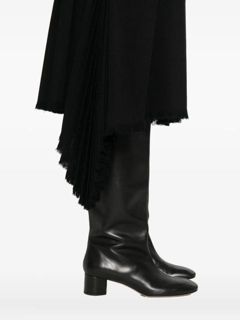 Jil Sander pleated frayed skirt - Black