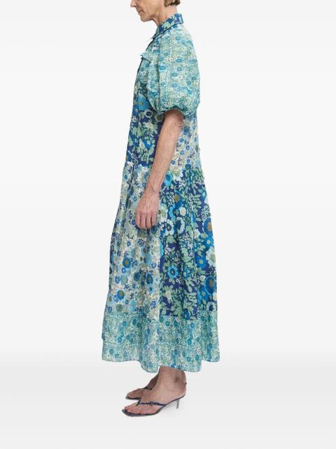 ALEMAIS puff-sleeve floral maxi dress - Blue
