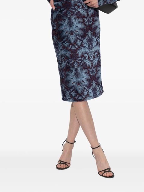 ETRO damask-pattern velvet midi skirt - Blue - zdjęcie produktu nr 2