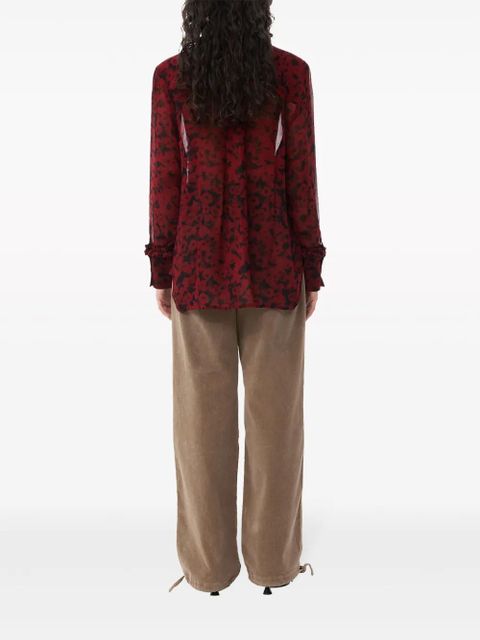 GANNI floral-print ruffled shirt - Red - zdjęcie produktu nr 2