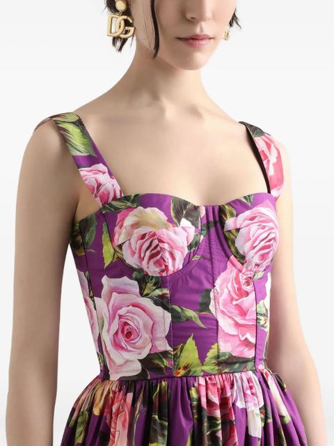 Dolce & Gabbana rose-print midi dress - Purple - zdjęcie produktu nr 2