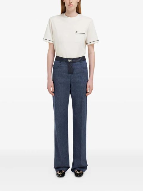 Ferragamo contrasting-trim T-shirt - White