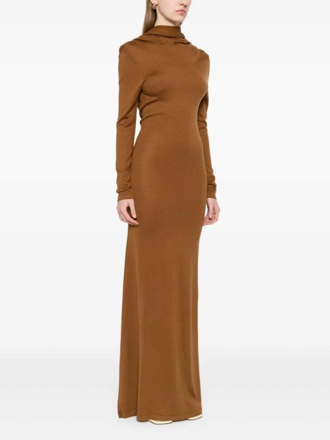 Aya Muse longsleeved open-back maxi dress - Brown