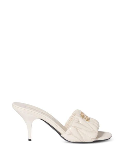 Miu Miu matelassé patent nappa leather mules - Neutrals - zdjęcie produktu nr 1