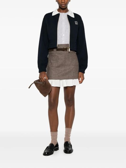 SANDRO check-pattern layered mini skirt - Brown - zdjęcie produktu nr 2