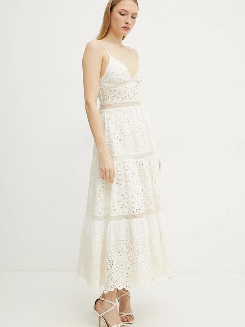 ERMANNO Firenze sukienka bawełniana kolor biały midi rozkloszowana 56TQ001EN3