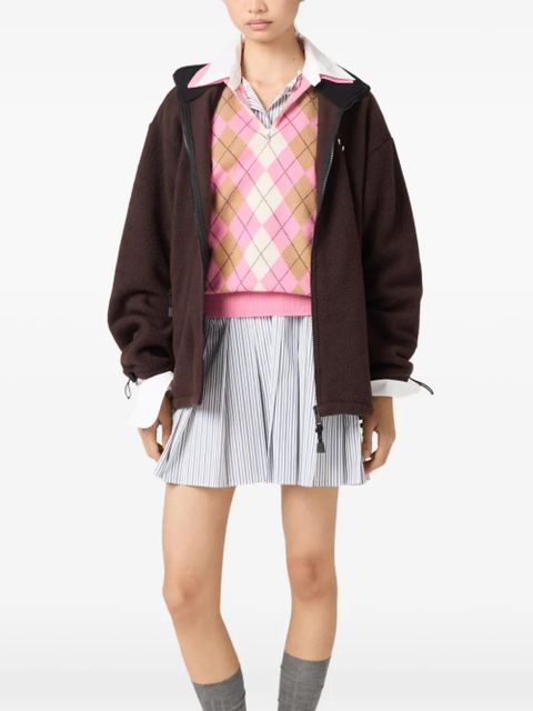 Miu Miu logo-embroidered jacket - Brown - zdjęcie produktu nr 2