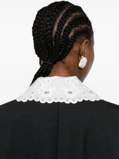 Self-Portrait embroidered-collar jacket - Grey