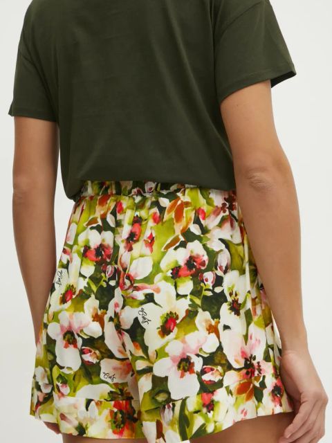 Liu Jo szorty damskie kolor zielony wzorzyste high waist VA5126.T2961