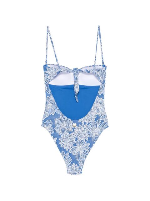 TWINSET floral-jacquard shell-detail swimsuit - Blue - zdjęcie produktu nr 2