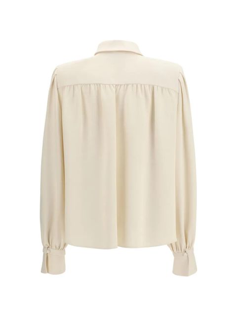 Valentino Garavani Cady lace-trim pintuck shirt - Neutrals - zdjęcie produktu nr 2
