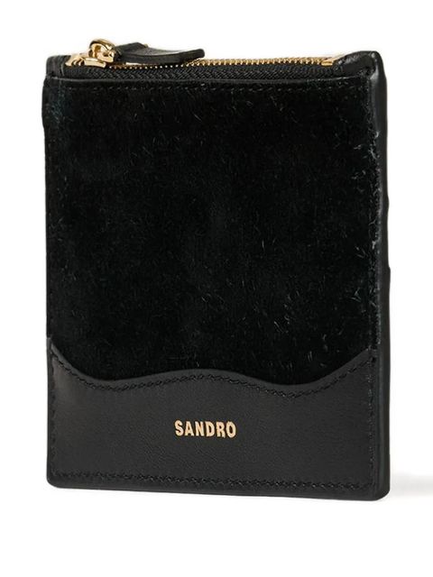 SANDRO zip-top leather cardholder - Black