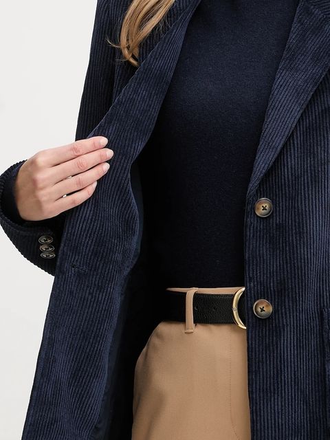 United Colors of Benetton marynarka sztruksowa kolor granatowy jednorzędowa gładka 2Q5GDW03I