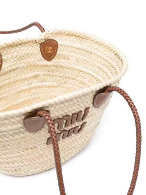 Miu Miu logo-patch tote bag - Neutrals