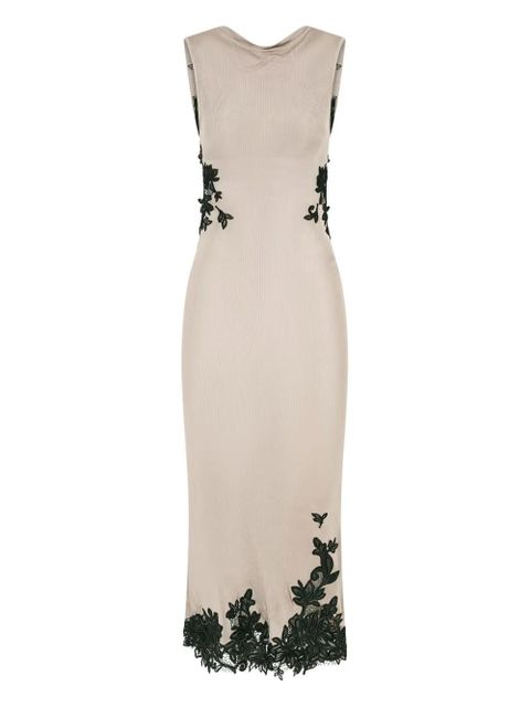 Christopher Esber Hibiscus embroidered-lace-insert midi dress - Neutrals - zdjęcie produktu nr 1