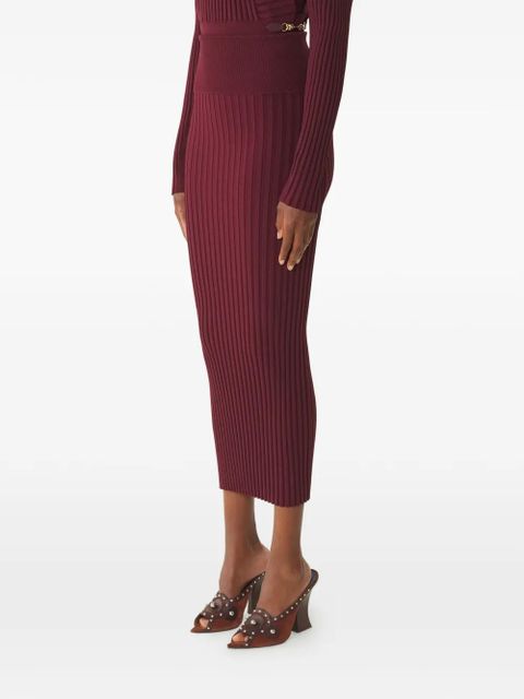 Lanvin ribbed elasticated-waistband midi skirt - Red