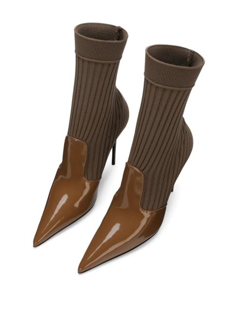 Dolce & Gabbana 105mm pointed-toe ankle boots - Brown