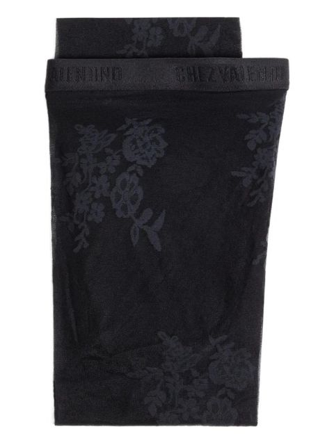 Valentino Garavani floral-embroidered tights - Black - zdjęcie produktu nr 1
