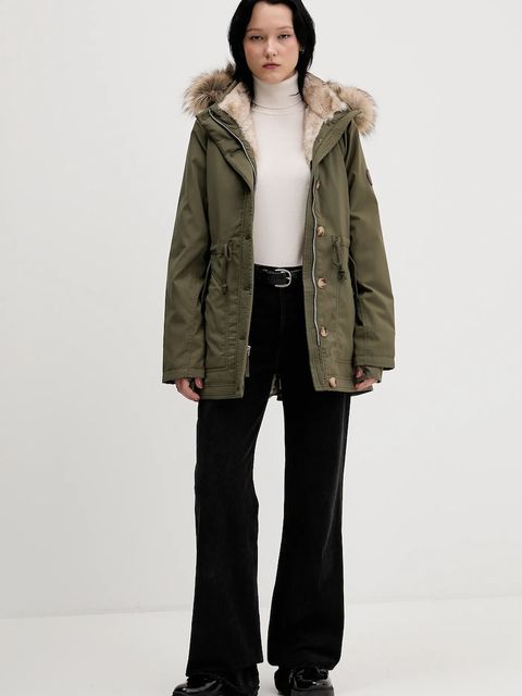 Hollister Co. parka kolor zielony przejściowa KI344-5053-330