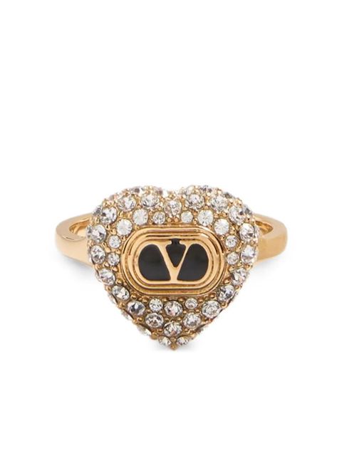 Valentino Garavani Coeur Royal crystal-embellished heart ring - Gold - zdjęcie produktu nr 1