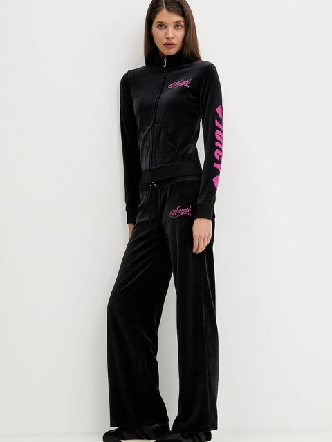 Juicy Couture bluza welurowa Angel damska kolor czarny wzorzysta JCNAS126453