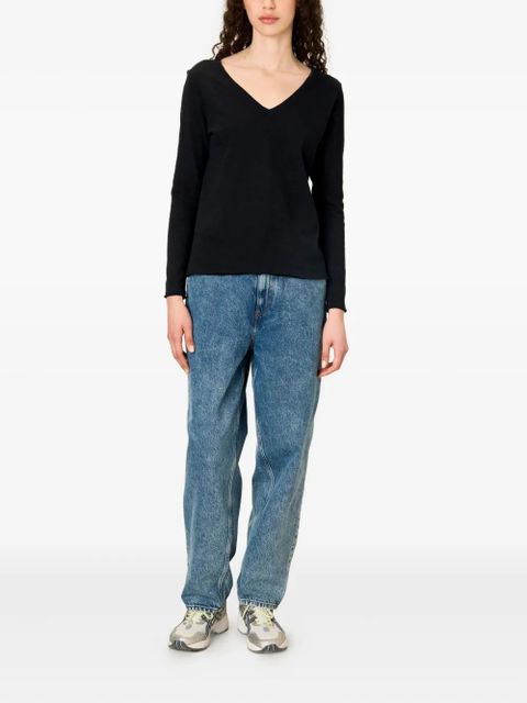 American Vintage Sonoma long-sleeve v-neck top - Black