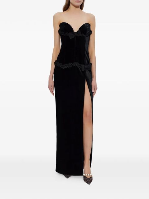 Alessandra Rich ruffled bow-detail maxi dress - Black