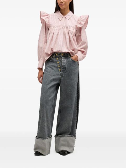 GANNI ruffled striped top - Pink - zdjęcie produktu nr 2