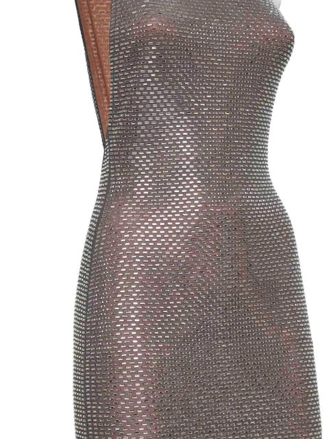 Self-Portrait rhinestone one-shoulder maxi dress - Silver