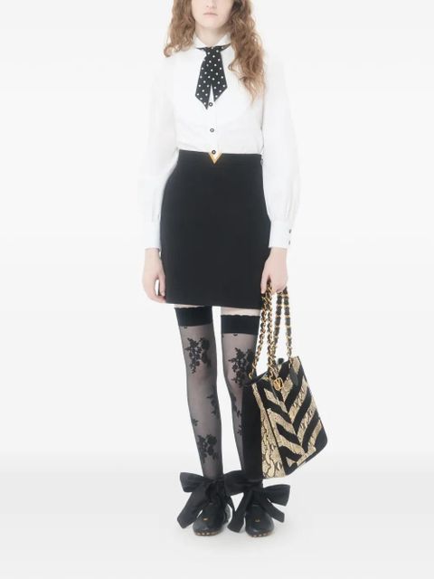 Valentino Garavani short Crepe Couture skirt with V Gold - Black - zdjęcie produktu nr 2