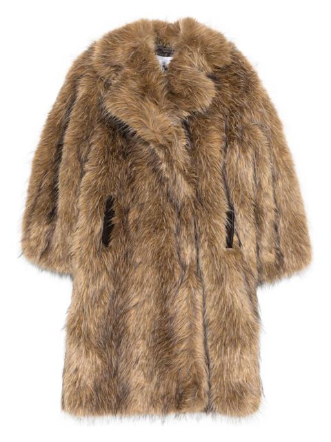 GANNI notched-lapel faux-fur coat - Neutrals - zdjęcie produktu nr 1
