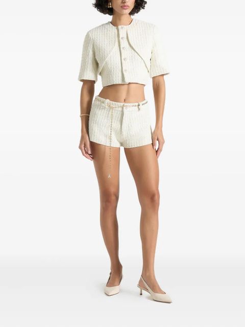 Manière De Voir Elina chain-belt tweed mini shorts - White