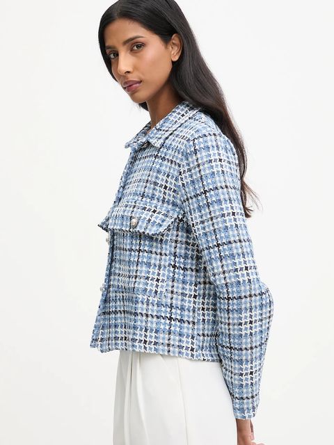 Answear.LAB marynarka kolor niebieski jednorzędowa wzorzysta