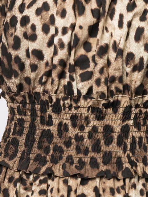 Dolce & Gabbana leopard-print short dress - Brown