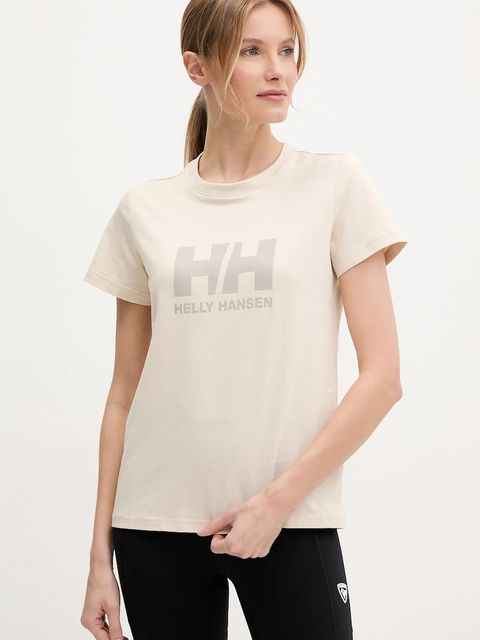 Helly Hansen t-shirt bawełniany HH LOGO damski kolor beżowy 54593 - zdjęcie produktu nr 1