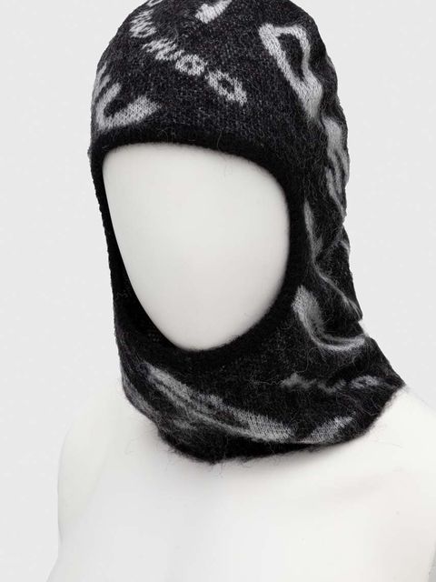 HUGO kominiarka z domieszką wełny kolor czarny z cienkiej dzianiny - zdjęcie produktu nr 2