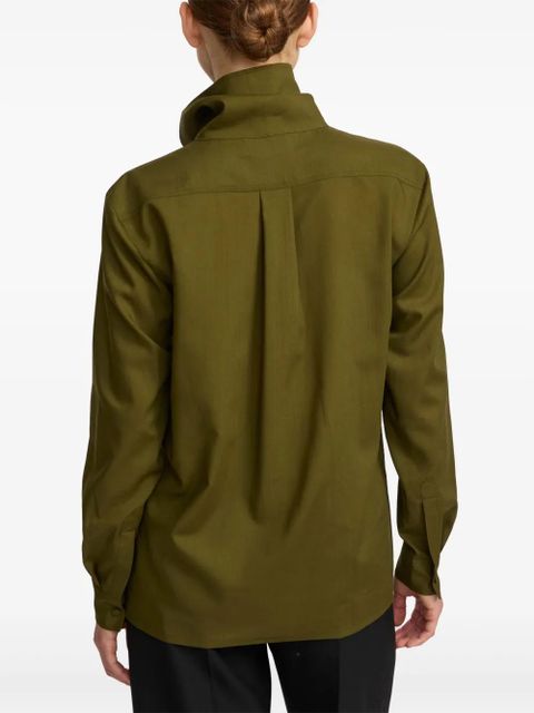 Yves Salomon high-neck blouse - Green