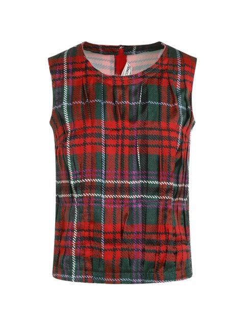 Comme Des Garçons pleated plaid vest - Red - zdjęcie produktu nr 1
