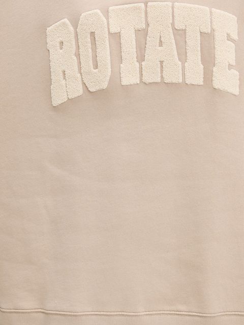 Rotate bluza bawełniana damska kolor beżowy z aplikacją 115316532