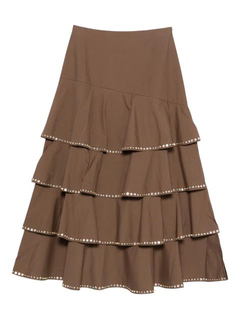 SANDRO crystal-embellished A-line midi skirt - Brown - zdjęcie produktu nr 1
