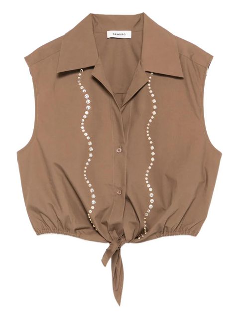 SANDRO tie-detail shirt - Brown - zdjęcie produktu nr 1