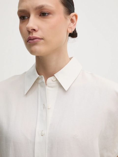 Calvin Klein koszula z domieszką lnu